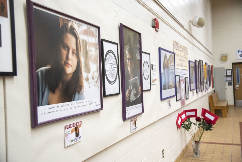 The multimedia exhibit, "Finding Our Voices," pairs photos of 21 domestic violence victims