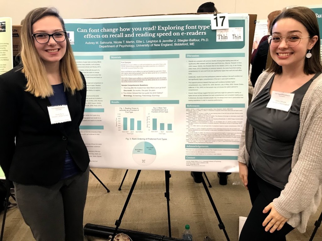 Aubrey Sahouria and Nicole Martin presented their research on e-readers