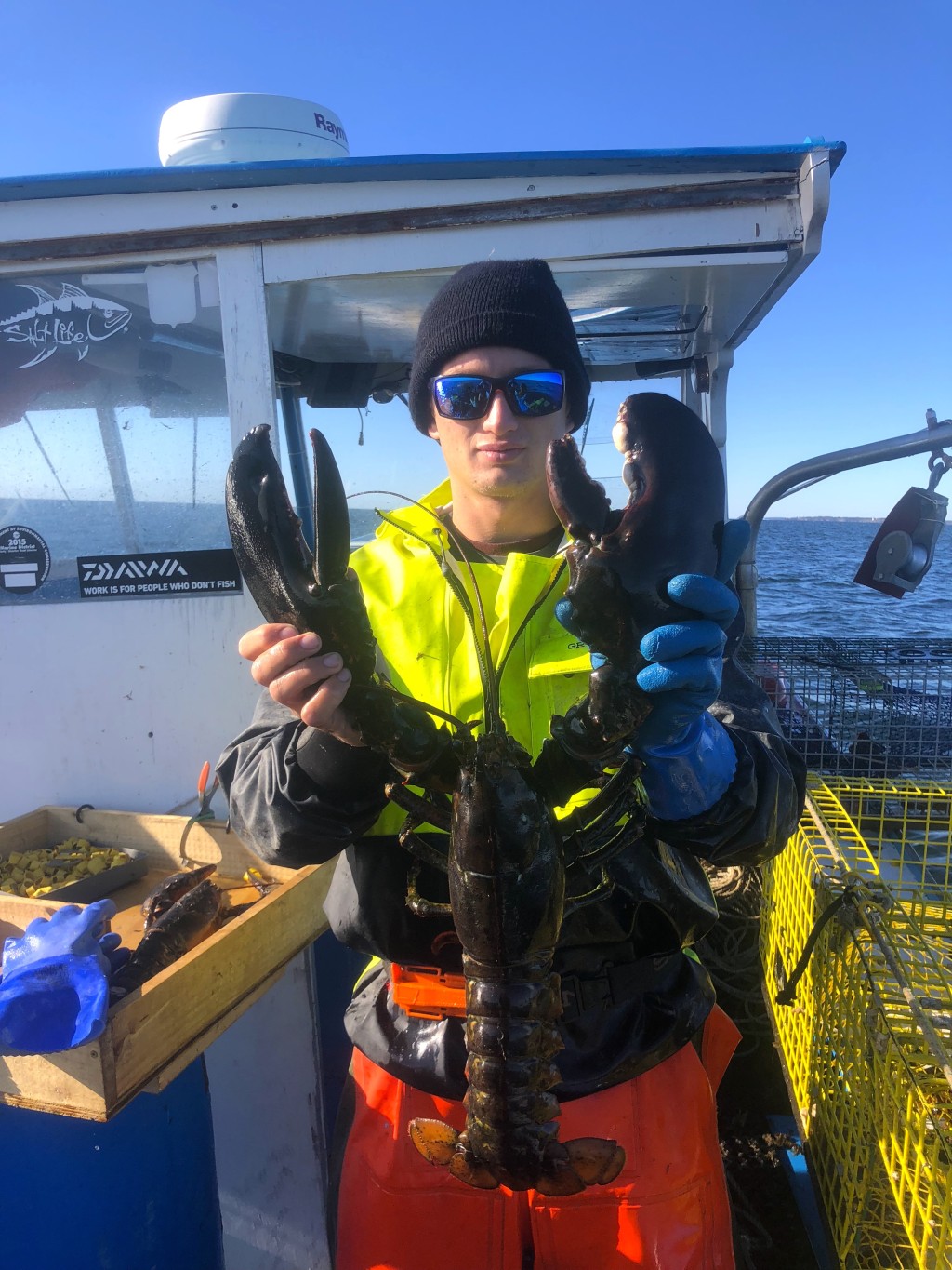 Nathan Orff holds a lobster