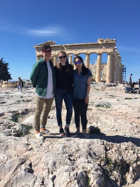 Students Samuel McClean, Valerie Pendleton and Shannon Yoo visited the ancient citadel Acropolis while in Athens