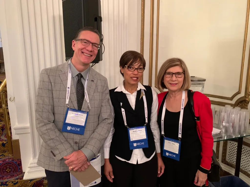 President Herbert with University of Southern Maine Chief Business Officer Beatrice Fevry and Bay Path University President Caro