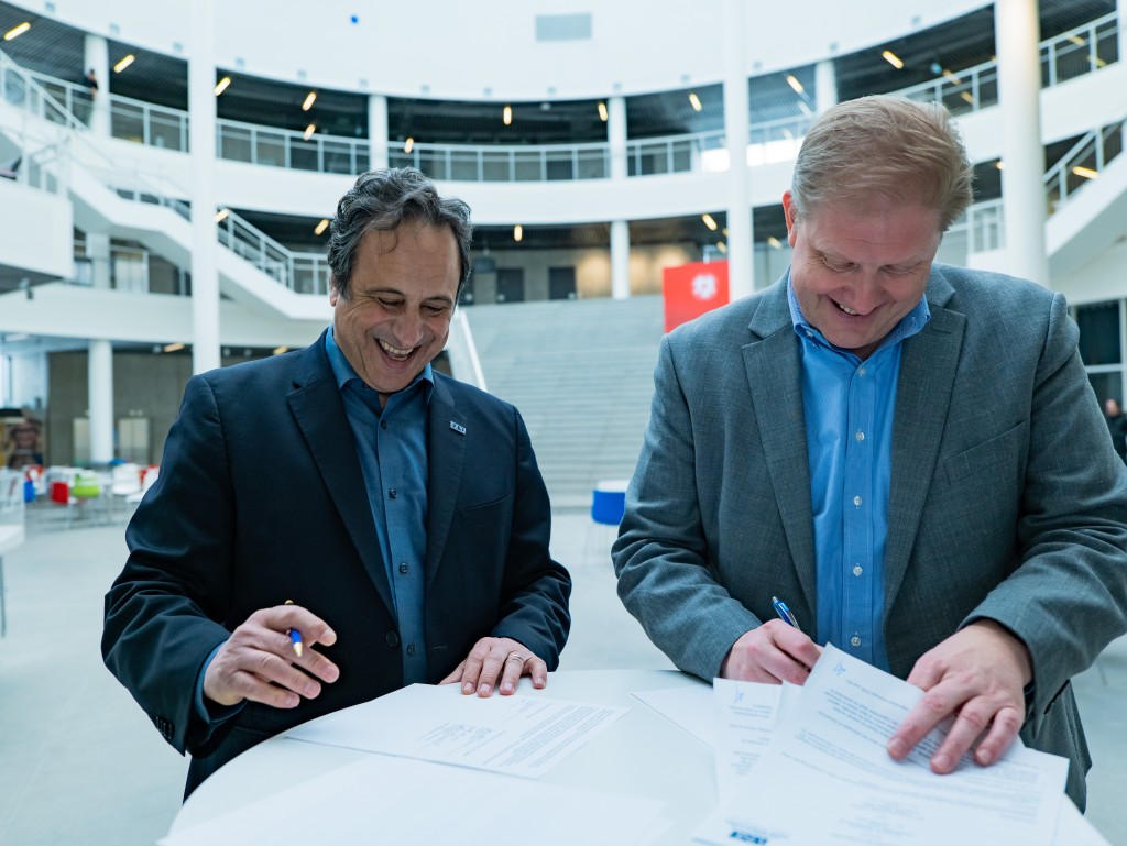 Anouar Majid, Ph.D., UNE vice president for Global Affairs, and Ari Kristinn Jonsson, Ph.D., president of Reykjavik University