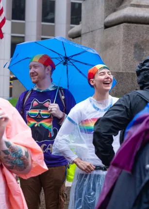 UNE members enjoy the pre-parade festivities