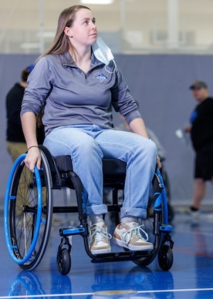 student using wheelchair