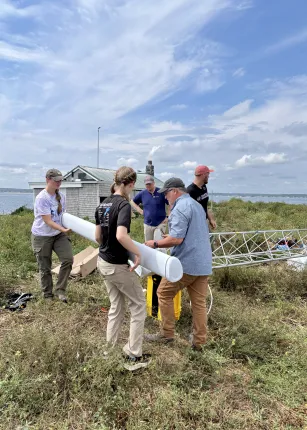 UNE researchers install wave radar to track spur jetty’s impact on Saco’s Camp Ellis