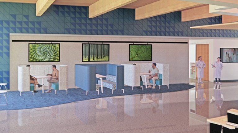 Rendering of the feature wall in the new College of Osteopathic Medicine building