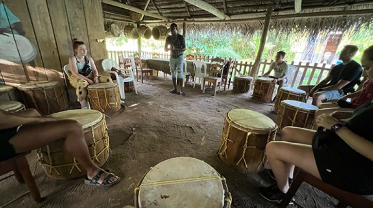 A traditional Garifuna drum circle