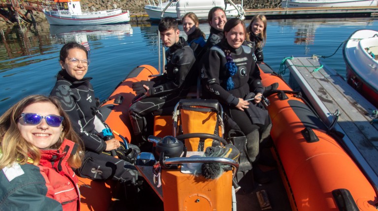 Students conduct research on a vessel in Iceland