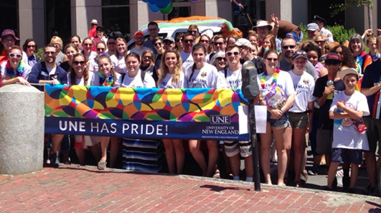 A group from U N E at the 2022 Portland Pride Parade