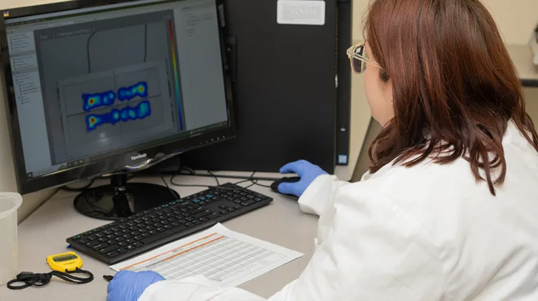 A student reviewing visual data on a computer screen