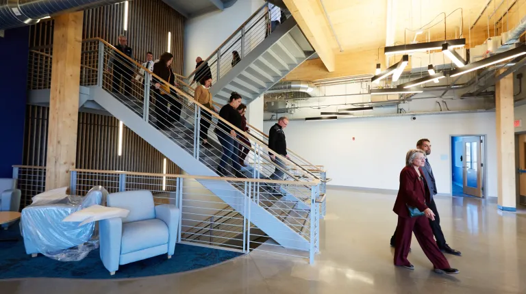 Maine lawmakers and Portland Counselors get a first look at UNE's new medical educational facility on Jan. 10. 