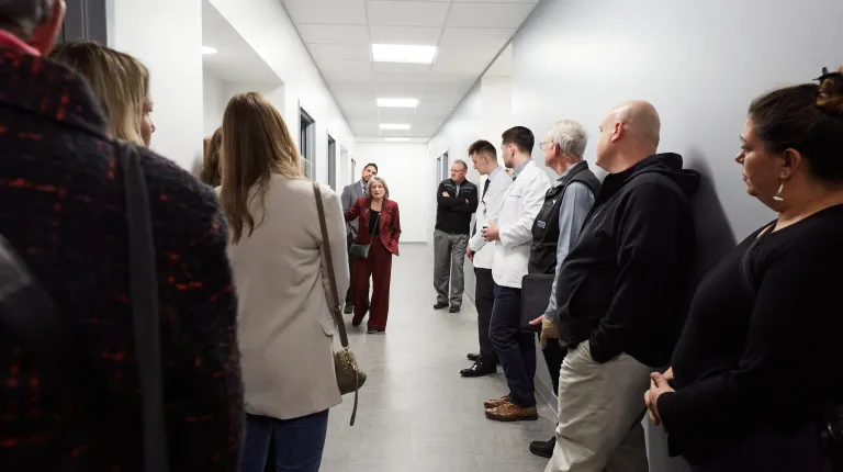 Maine lawmakers and Portland Counselors get a first look at UNE's new medical educational facility on Jan. 10. 