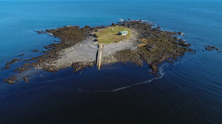 Aerial view of U N E's Ram Island