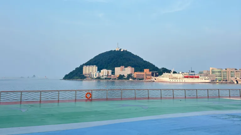 View of an island in Busan's harbor