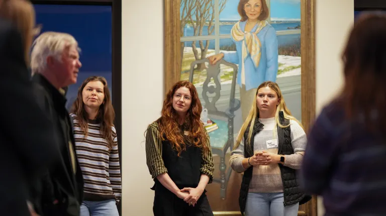 David Shaw engaging with students before event