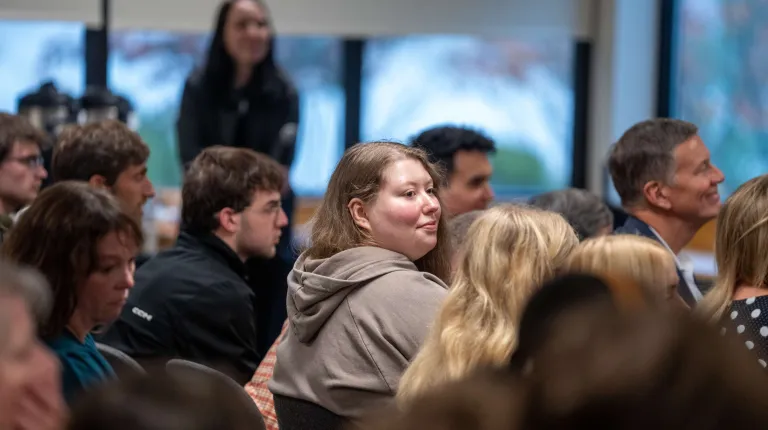 Student audience members at the 2026 Loring Lecture 