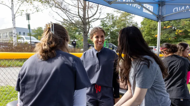 Medical students work together at the race medical tent