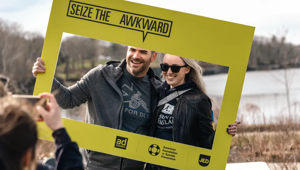 Students pose at the Out of the Darkness March