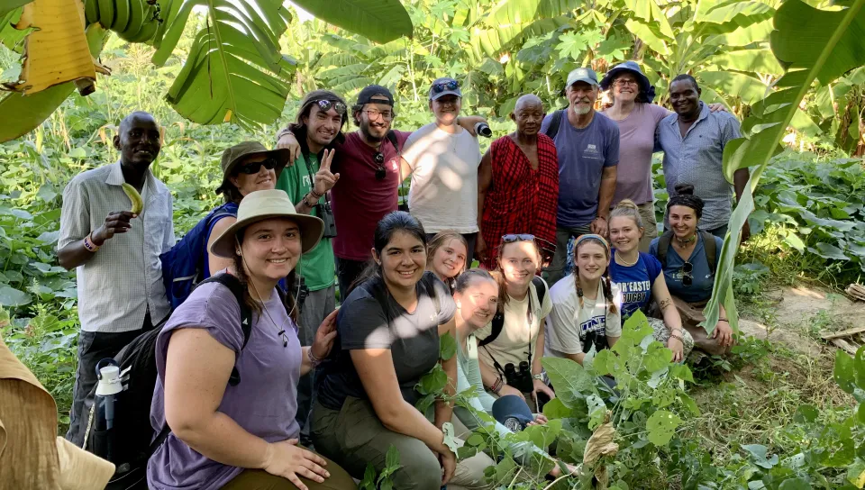 Students pose in the Kenyan jungle