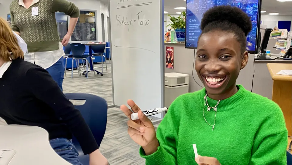 A girl participates in a supertaster activity