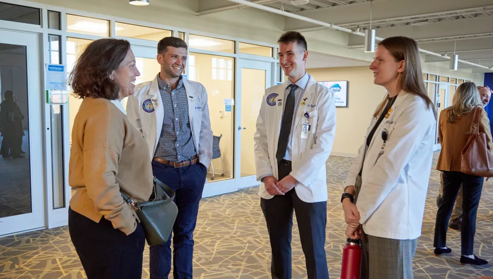 Maine lawmakers and Portland Counselors get a first look at UNE's new medical educational facility on Jan. 10. 