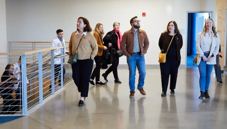 Maine lawmakers and Portland Counselors get a first look at UNE's new medical educational facility on Jan. 10. 