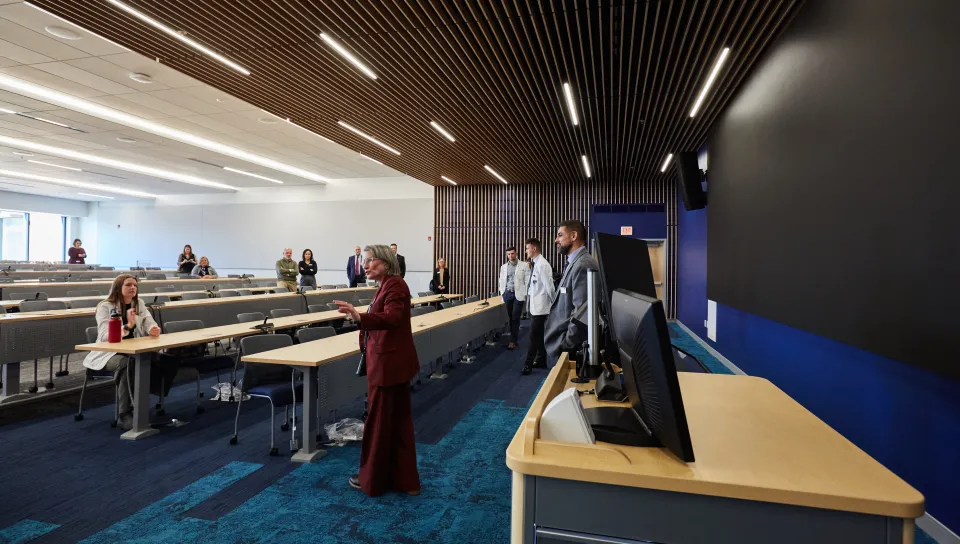 Maine lawmakers and Portland Counselors get a first look at UNE's new medical educational facility on Jan. 10. 