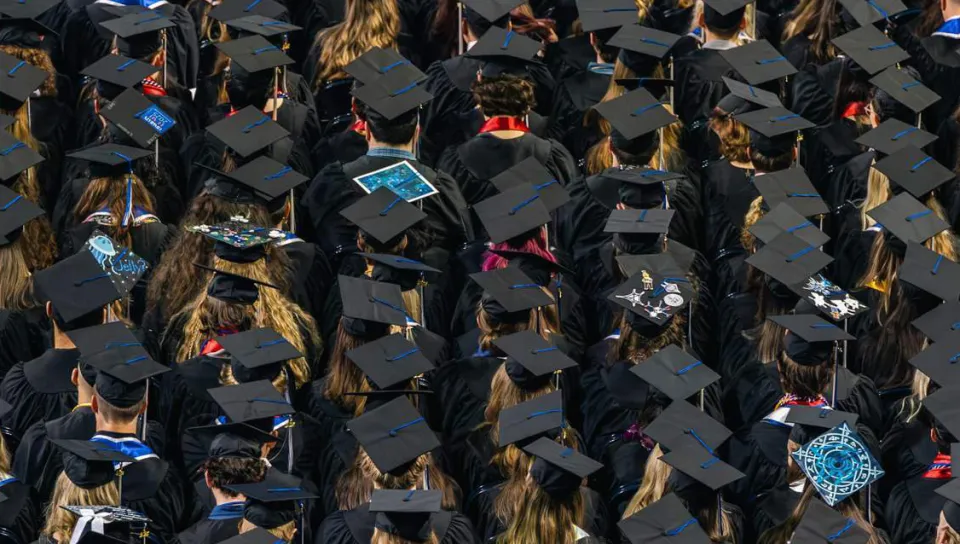 A birds' eye view of graduates' caps