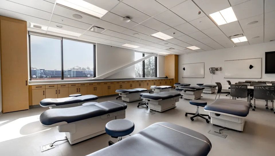 A clinical skills lab in the Harold and Bibby Alfond Center for Health Sciences