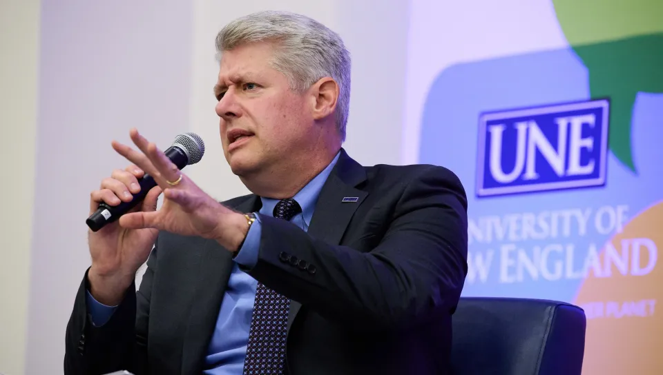 Andrew Rudalevige speaks during the President's Forum panel