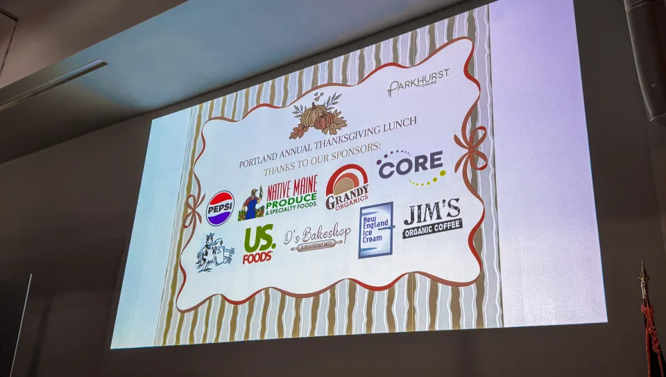 A slideshow shows logos of all event sponsors