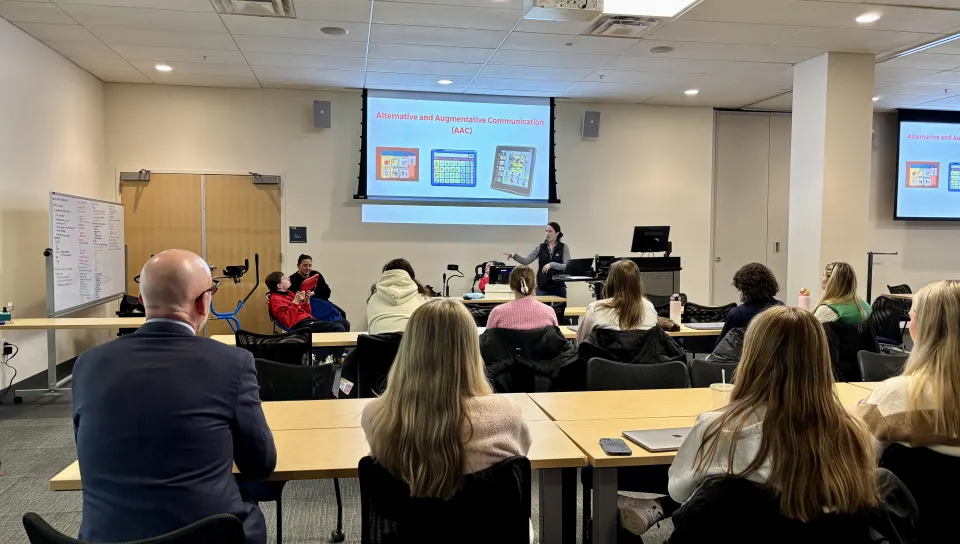 Occupational studies students learn real-world value of assistive technology from Special Olympics Maine athletes 