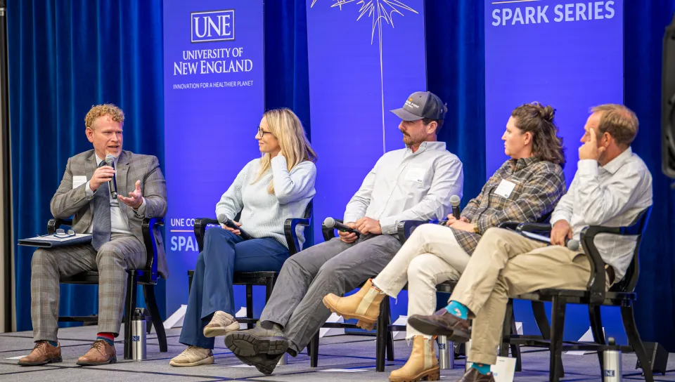 Five panelists speak onstage