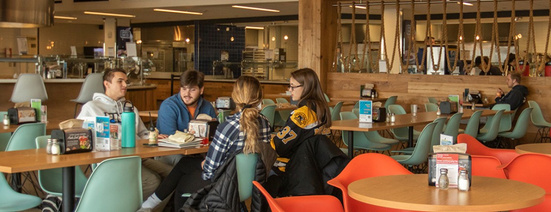 Students eating in the Commons dining hall