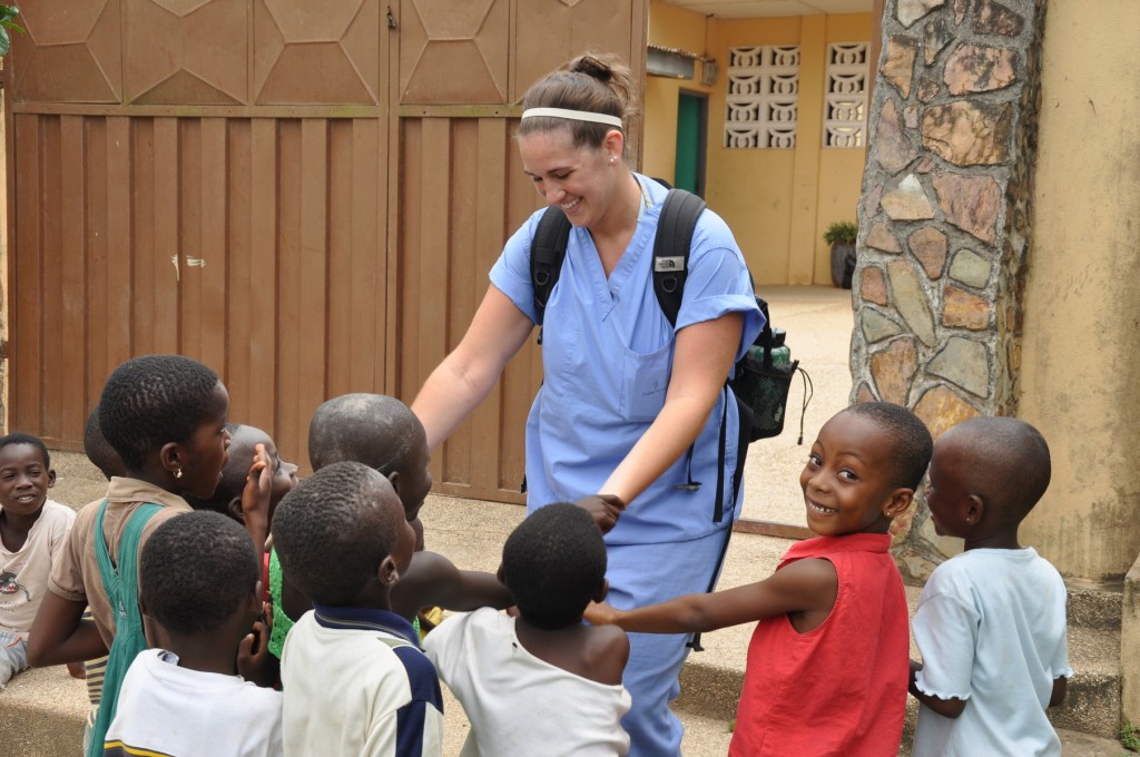 UNE health professions student on service learning trip to Ghana.