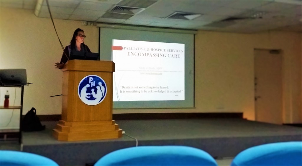 Molly making a presentation in Nepal on Palliative Care