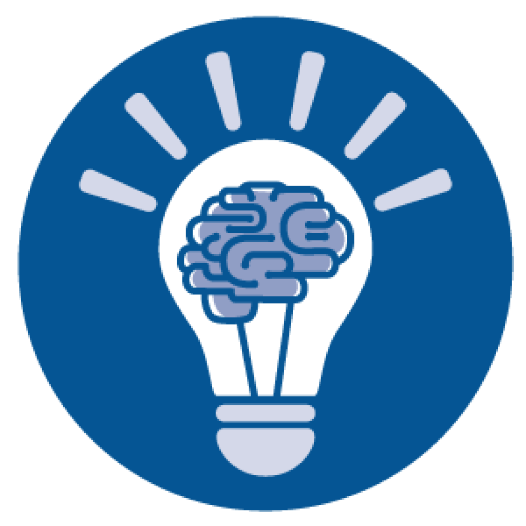 get inspired lightbulb with brain icon