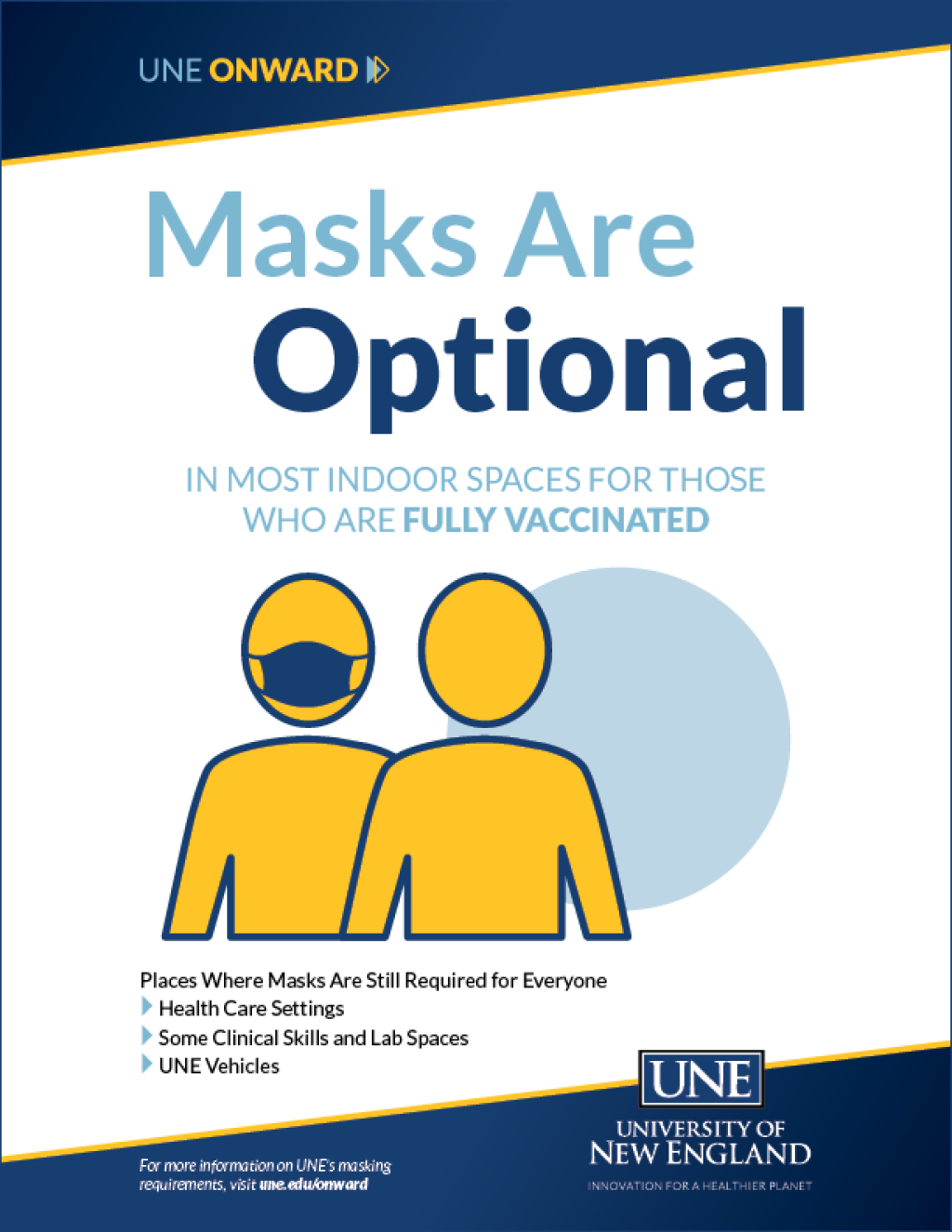 campus signage for masks are optional in most indoor spaces for those who are fully vaccinated
