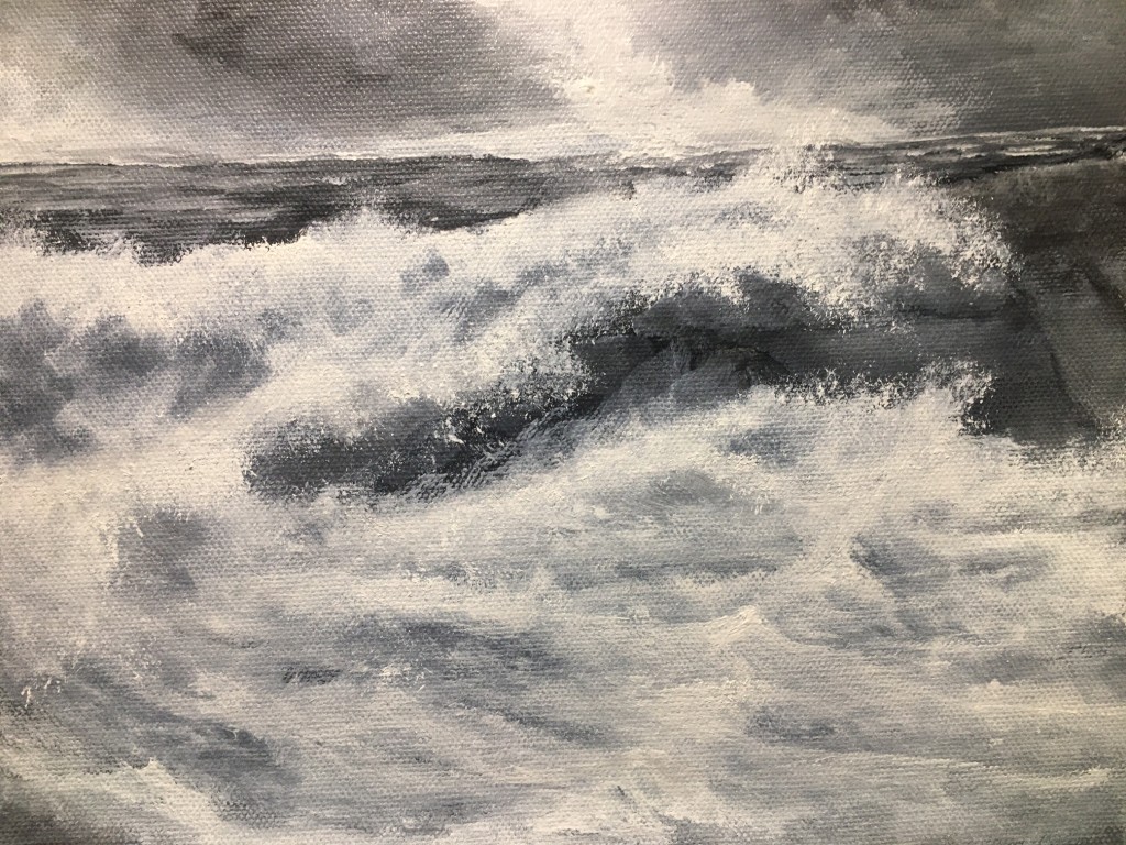 "Intense Sail," an oil painting of ocean waves by Ted Johnson