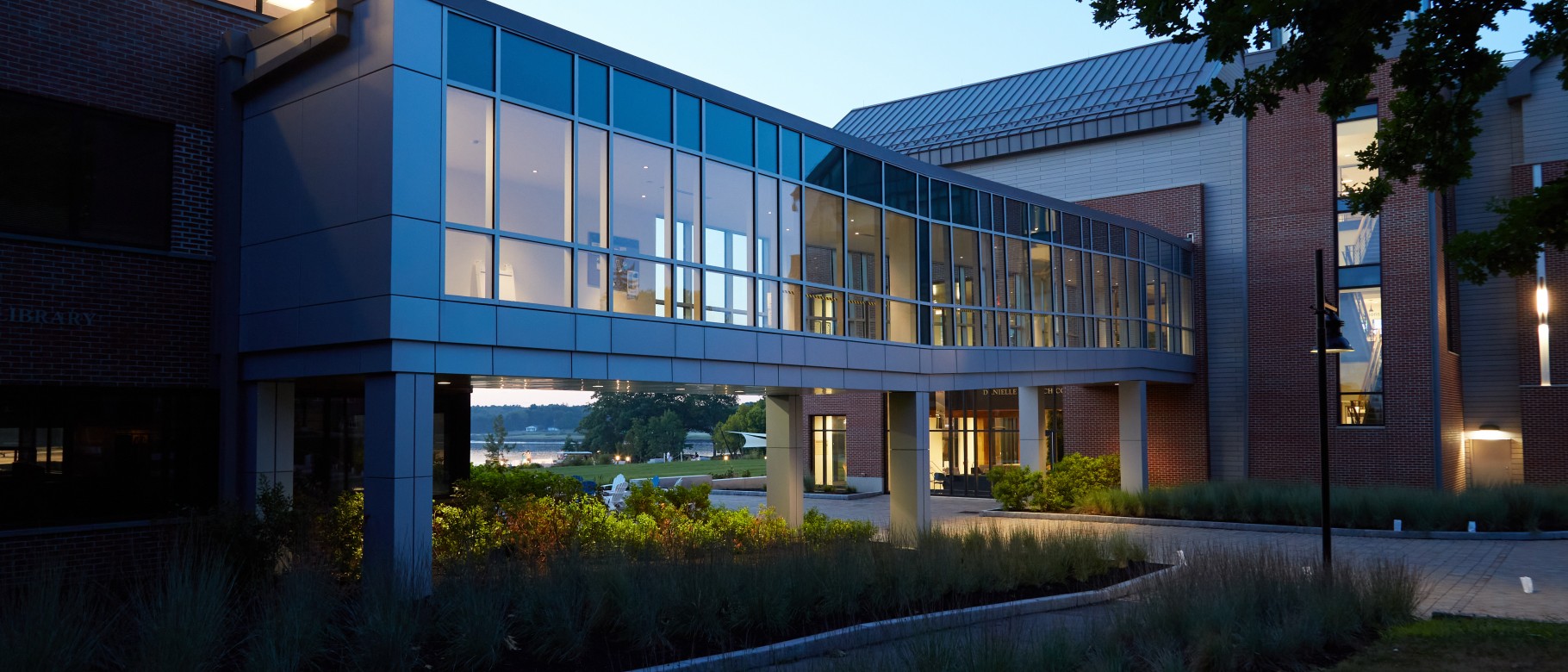 Photo of walkway to Ripich Commons at twilight