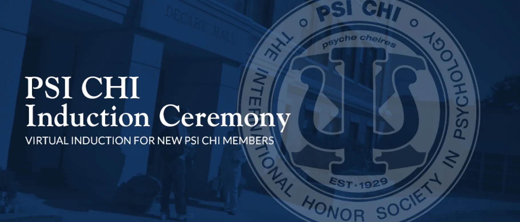 PSI CHI seal and text welcoming new members to group
