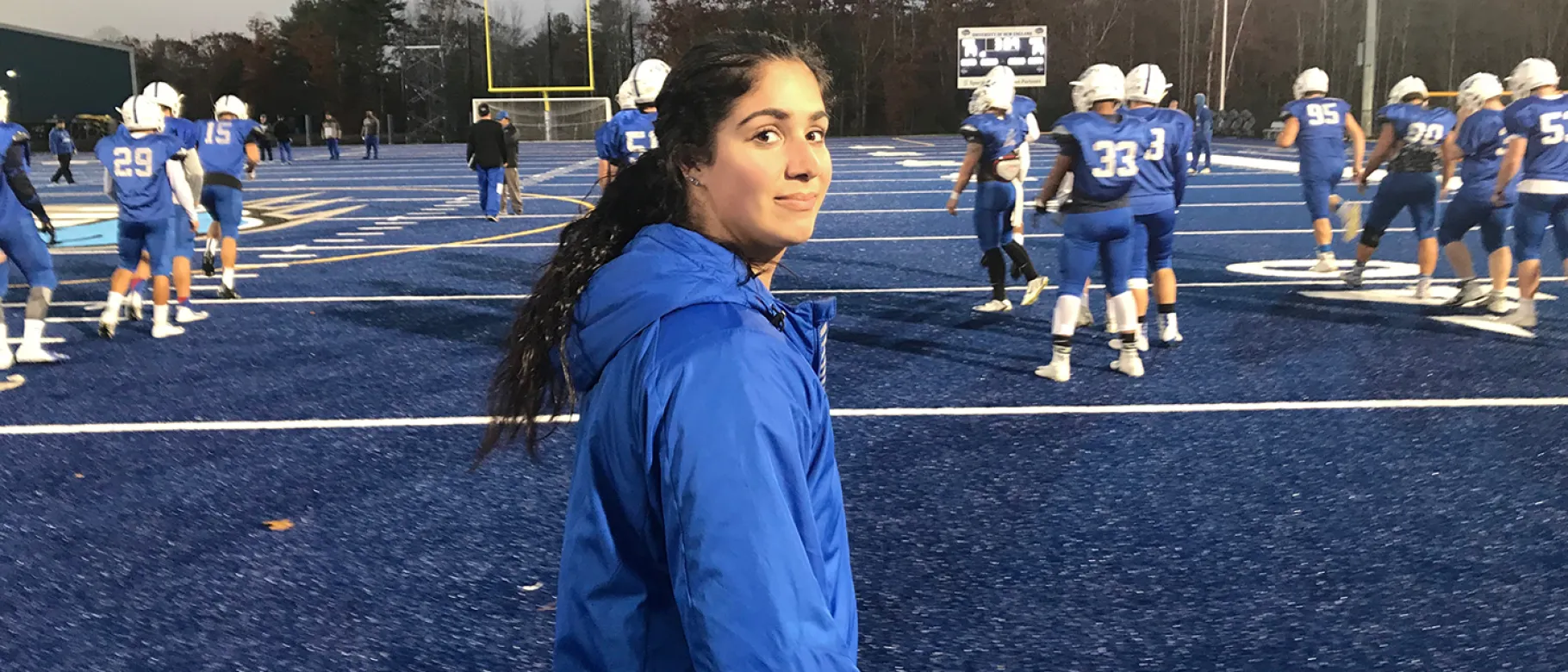Andrea Gosper at UNE's Blue Storm Stadium