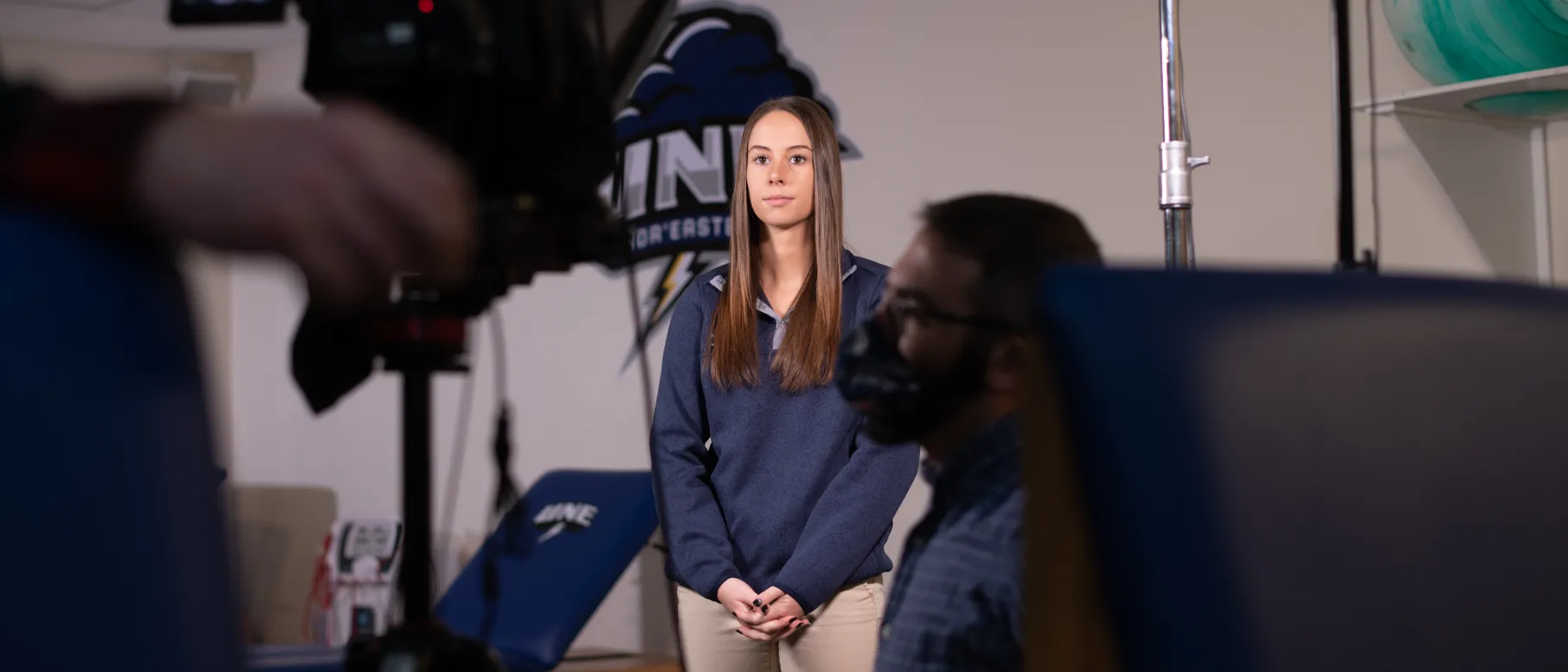 Morgan Dube ’22 tapes for Greenlight Maine 