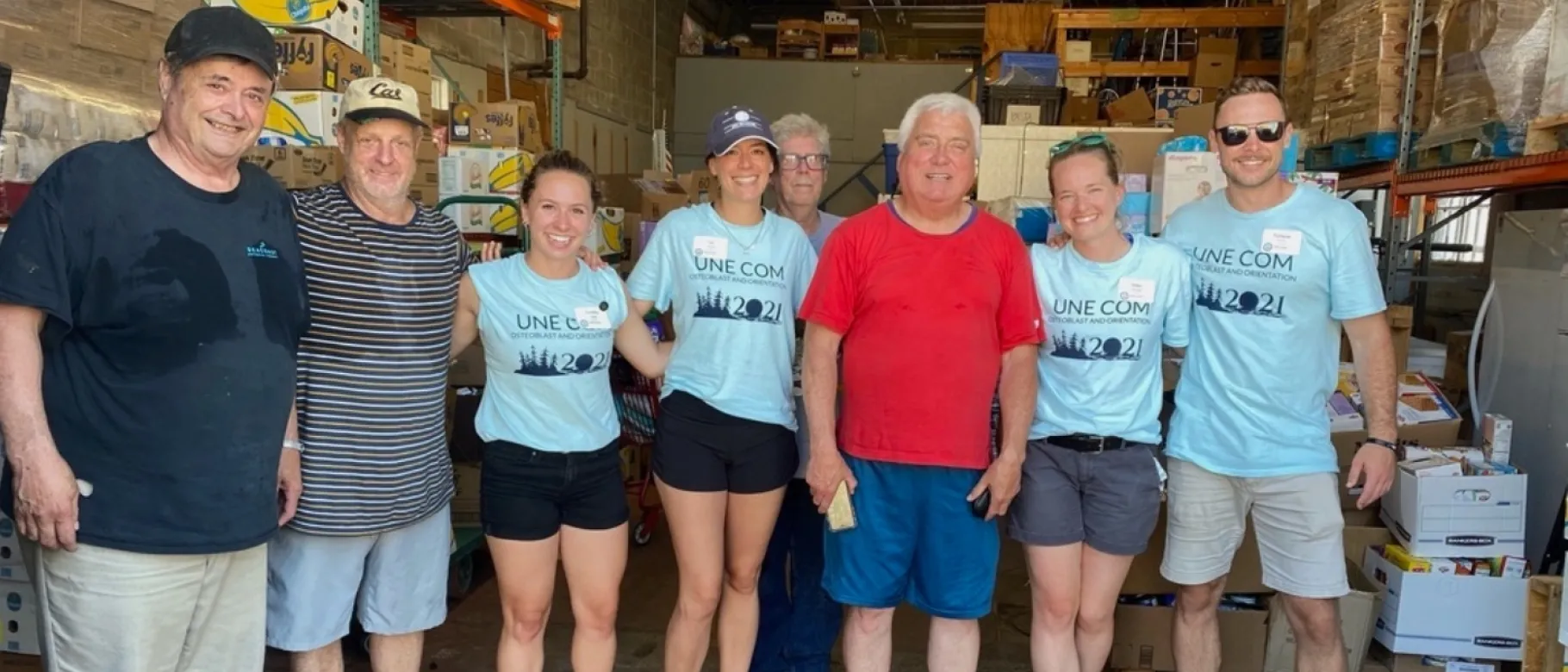 Students at the food pantry