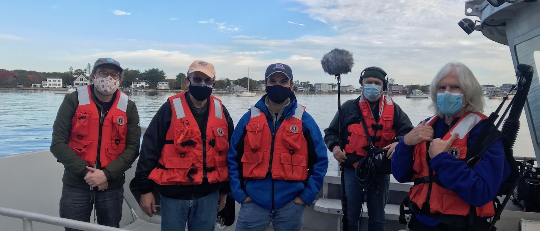 Film crew on UNE boat