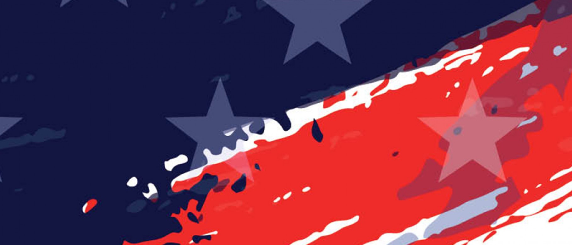Graphic with red, white and blue stripes and white stars