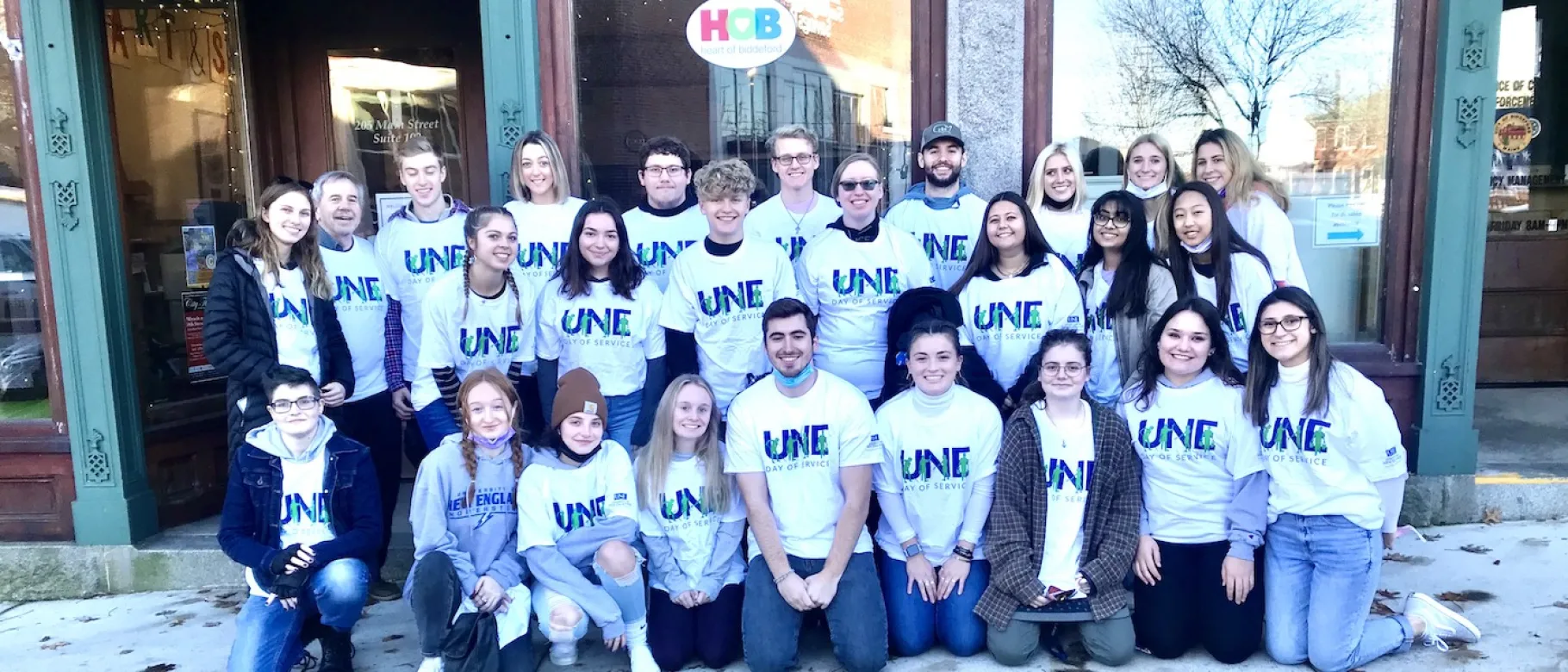 Students in downtown Biddeford