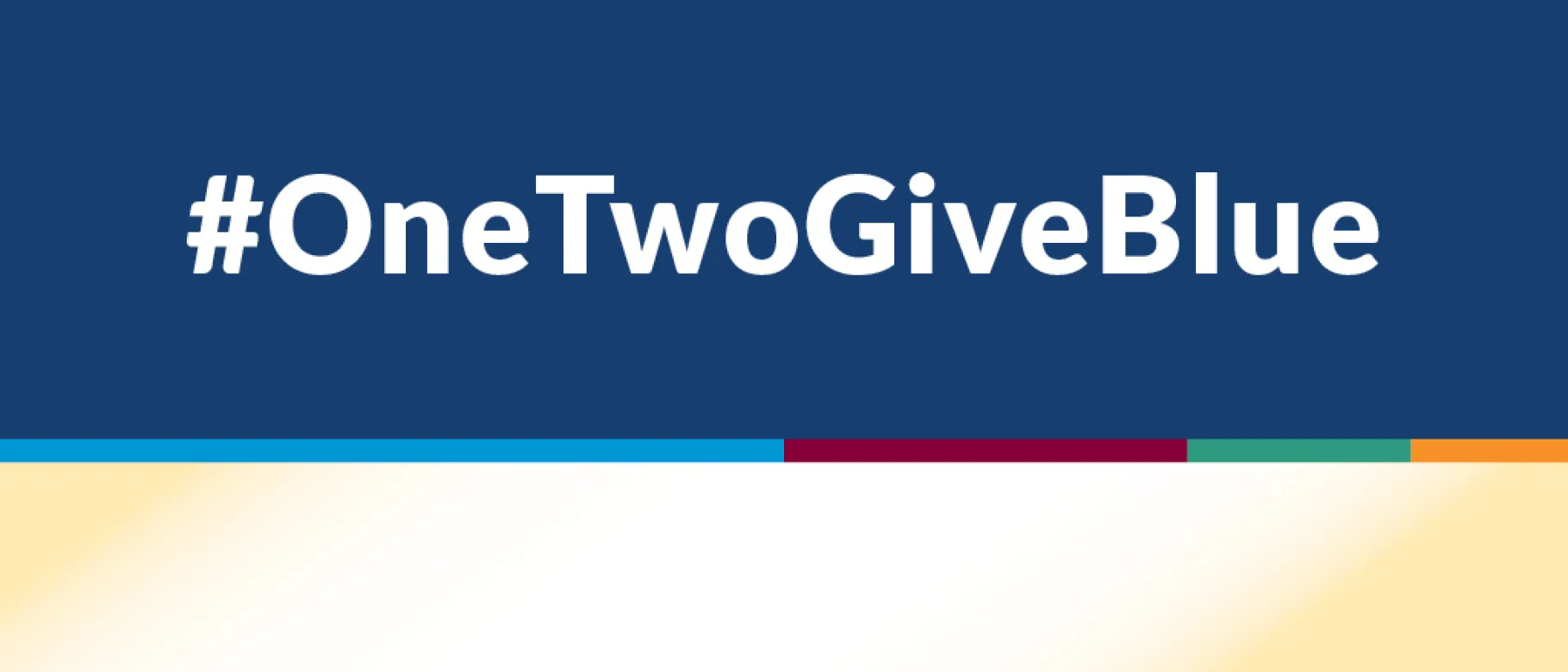 Graphic stating #OneTwoGiveBlue for UNE's annual Giving Day