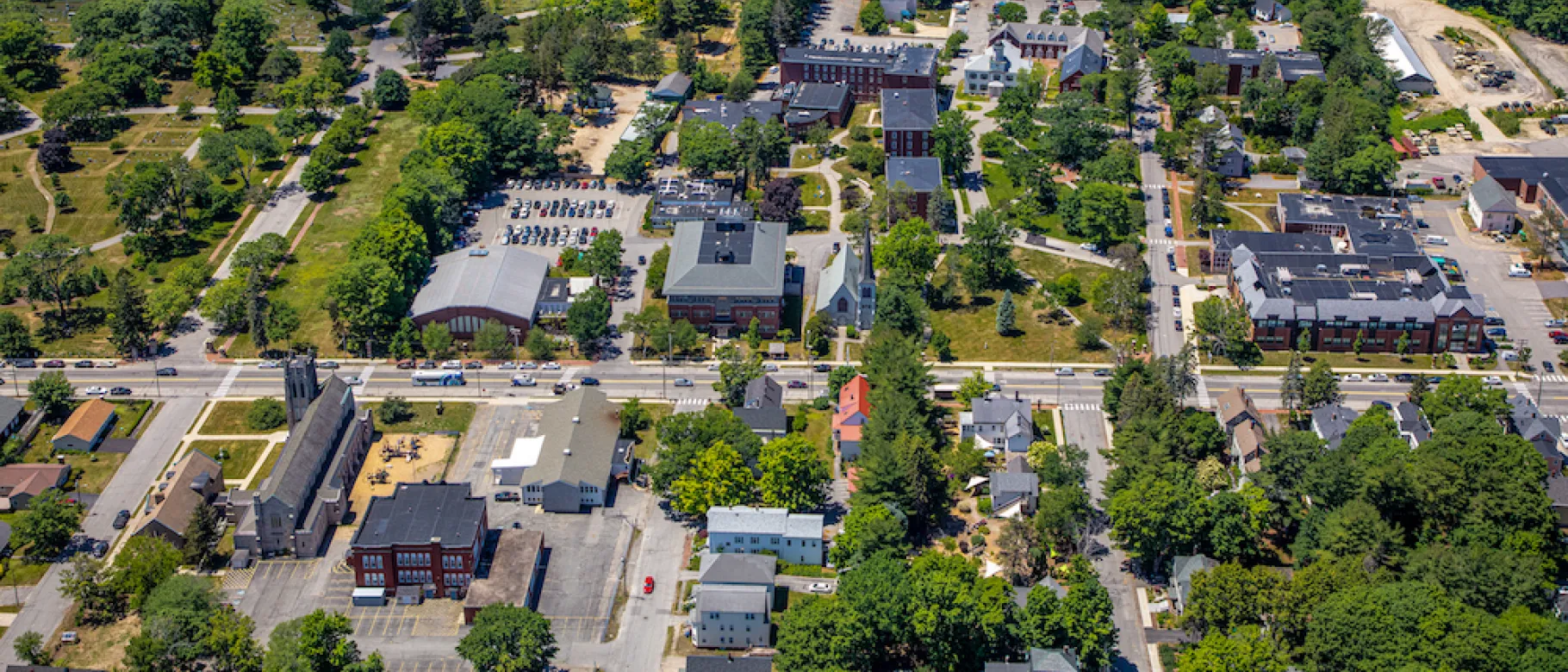 Aerial image of UNE Portland Campus