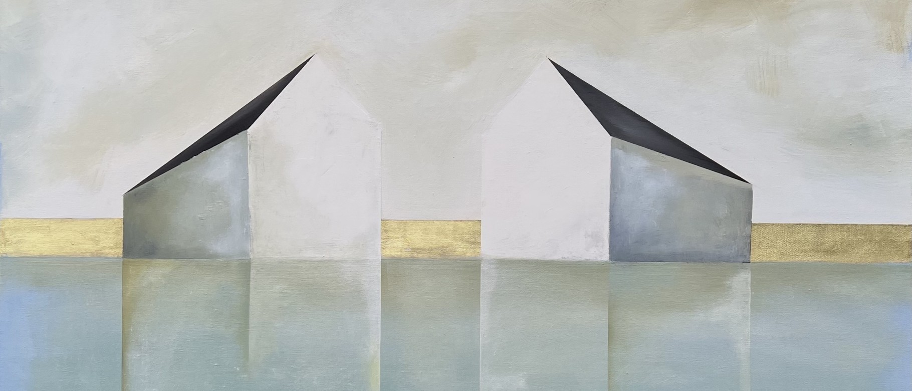 Ingunn Milla Joergensen, “A Wider Horizon.” 36x36,” oil on canvas with 18k gold leaf, 2020.